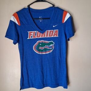 Nike FLORIDA GATORS Women's Blue V-neck Vintage Look T-shirt; Size M
